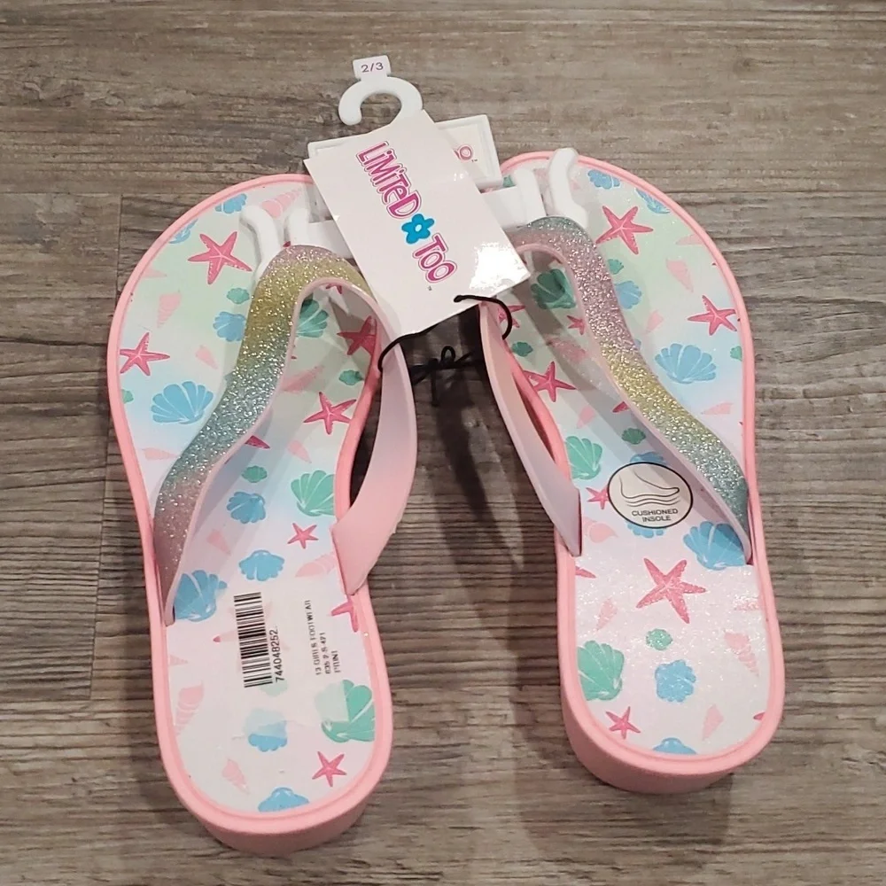Limited Too Seashell Glittery Heeled Sandals Size 2/3